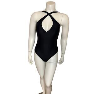 NWT CUUP The Plunge One Piece Swimsuit BLACK XL